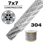 CABLE DE ACERO INOXIDABLE 304 CON PVC 7x7 1/16-3/32" y 1000 m