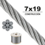 CABLE DE ACERO INOXIDABLE 316 7x19 3/8" y 600m